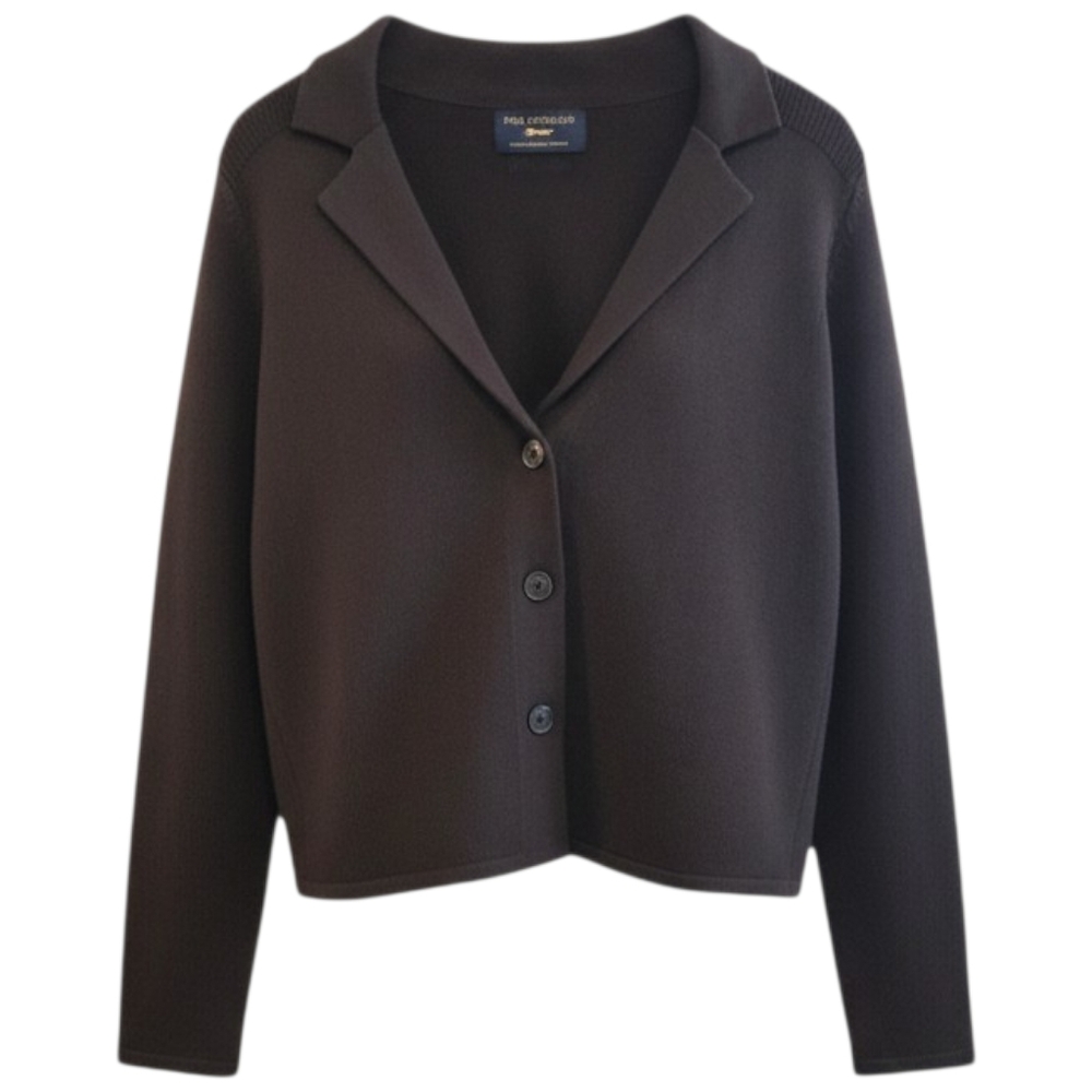 Paul Costelloe Merino Wool Cardigan XL Brown Button Front Knit Blazer